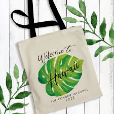 Destination Wedding Welcome Tote Bags for Tropical, Hawaii or Beach Wedding 