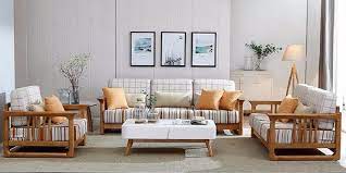 Sleek Wooden Sofa Set With Fixed Cushion Handmade Teak Furniture Sofa Set Designs Sofa Design Wooden Sofa Set
