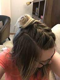 Faux Hawk French Braid With A Top Knot Half Up Style For Medium To Long Hair French Braid Short Hair Braids For Short Hair French Braid Hairstyles