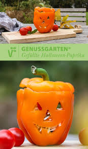 Ideal Fur Halloween Einfach Paprika Aufschneiden Von Kernen Befreien Gesicht Schnitzen Und Mit Reis Und Gemuse Oder Einem Bulgursalat Paprika Tolle Rezepte