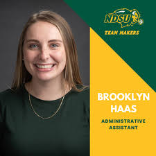 Our incredible Administrative Assistant, Brooklyn, is celebrating her  1-year anniversary with NDSU Athletics and Team Makers! 💛💚 "My favorite  part about working with NDSU Athletics and Team Makers is that it's a