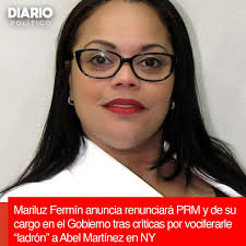 Mariluz Fermín anunció que estaría renunciando del Partido Revolucionario  Moderno y de su cargo en el Gobierno tras críticas de esa organización  política en su contra luego de encabezar piquete contra Abel