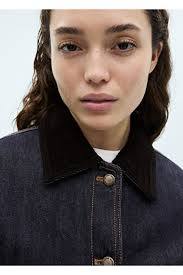 MANGO Kontrast yakalı denim mont