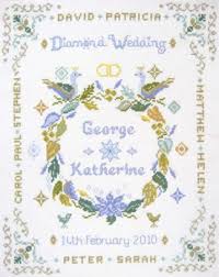 People who are beginners at cross stitching often have to decide between two types of kits: Diamond Anniversary Sampler Cross Stitch Kit With Children Grandchildren