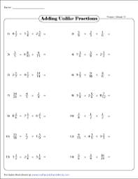 Adding Mixed Numbers Worksheets