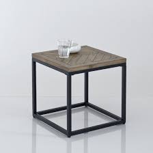 nottingham side table in metal pine herringbone parquet small bout de canape bout de canape metal table de chevet