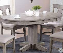 Graystone Burnished Gray Round Extendable Dining Table In 2021 Grey Round Dining Table Round Extendable Dining Table Round Wood Dining Table