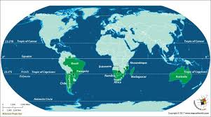 Which Countries Lie On The Tropic Of Capricorn Tropic Of Capricorn International Date Line World Map Showing Countries