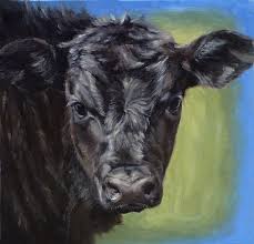 Black Angus Calf Cow Art Farm Animal Paintings Farm Art