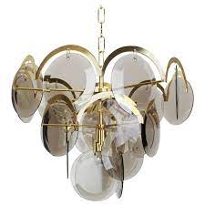 Prefer a more industrial look? Vistosi Smoked Glass Disc Chandelier Italy 1960s Vistosi Disk Chandelier Smoked Glass