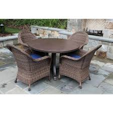 Louis cardinals sunbrella sunnydaze decor tampa bay buccaneers tcu horned frogs terrasol texas tech red raiders the. Woodington Brown 5 Piece Wicker Outdoor Dining Set With Navy Cushions Frs80834 St The Home Depot Outdoor Dining Set Round Dining Table Sets Outdoor Furniture Sets