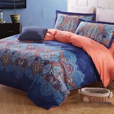 You will enjoy this modern moroccan design and on luxury 100% combed cotton fabric for the ultimate quilt cover bedding set that also has a reversible design and it is the interior designer's dream to create a sophisticated bedroom setting. Cobalt Blue Coral And Brown Indian Pattern Moroccan Themed Western Style Exotic Bohemian Chic 100 Cotton Full Queen Size Bedding Sets Enjoybedding Com