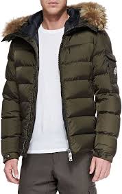 Moncler Byron Fur Trim Hood Puffer Cardigan Brown Moncler Byron Quilted Cardigan With Dyed Coyote Fur Online Mens Clothing Mens Casual Outfits Long Coat Men