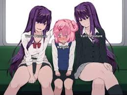 Ddlc ddlc yuri ddlc natsuki natsuri ddlc monika moniyuri cw guns mention. Yuri And Natsuki In A Train 9gag