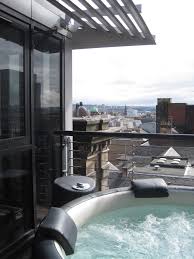 Stylish Hot Tub Balcony Overlooking Glasgow City Centre Glasgow City Centre Hot Tub Glasgow