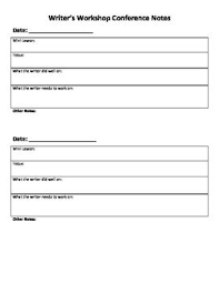 Writer S Workshop Conference Form Writer Workshop Classroom Writing Teaching Writing