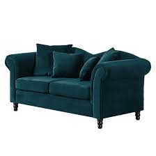 The deep seat comes with some lumbar pillows for additional comfort. Sofa York 2 Sitzer Samtstoff Petrol Home24