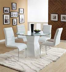 Match your unique style to your budget with a brand new white dining room sets to transform the look of your room. 45 Lynelle White Round Glass Top Dining Table With White Base