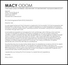 Cinematographer Cover Letter Sample Cover Letter Templates Examples