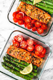 Bake for 11 minutes per inch (2.5 cm) of salmon thickness. Meal Prep Garlic Butter Salmon With Asparagus Recipe Meal Prep Salmon Recipe Eatwell101
