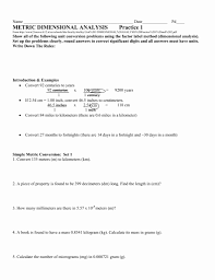 Dimensional Analysis Worksheet Answers Chemistry Inspirational Metric Dimensional Analysis Prac In 2020 Dimensional Analysis Word Problem Worksheets Worksheet Template