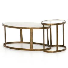 ✅ free shipping on many items! Khari Modern Classic White Marble Glass Top Antique Gold Metal Nesting Coffee Tables Kathy Kuo Home