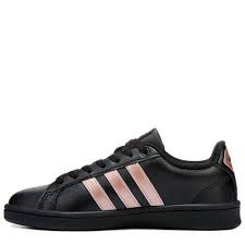 Black And Rose Gold Adidas Sneakers Adidas Women S Cloudfoam Advantage Stripe Sneakers Black Rose Gold Striped Sneakers Sneakers Men Fashion Fancy Sneakers