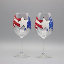 patriotic wine gles set of two