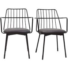 Monté sur des pieds en métal noir, ce fauteuil en rotin remet cette matière naturelle au goût du jour. Fauteuils De Table Design En Metal Noir Avec Coussin Lot De 2 Grid