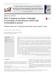 PDF) Role of magnetic resonance venography in assessment of intra-thoracic  central veins in hemodialysis patients
