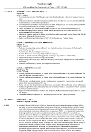 clinical systems analyst resume samples