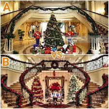 In what country did the custom of putting up a christmas tree originate? Pick Your Double Staircase Decorated For Christmas A Or B Foyer Staircase Luxury Christmas Decor Front Door Christmas Decorations Staircase Christmas