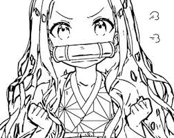 Demon slayer nezuko coloring pages. Manga Coloring Page Etsy