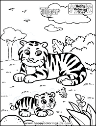Print and download your easily recognizable by its red fur striped with black, the tiger is the largest wild cat and one of the. Tiger Free Coloring Page Happy Coloring Kids