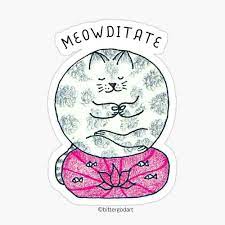 meditation zen cat sticker by bittergodart coloring stickers cat stickers sticker art