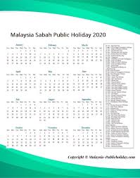 Check sabah public holidays for the year 2019. Sabah Holiday Calendar 2020 Public Federal