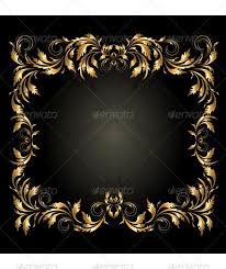 Black And Gold Border Design Golden Curved Leaves Assembled In A Square Frame Square Frames Antique Frames Vector Border