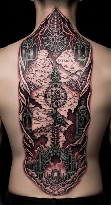 Free Gothic Map Tattoo Image - Tattoo, Gothic, Burgundy | Download at StockCake