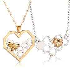 Heart Honeycomb Bee Necklaces Twinkle For You