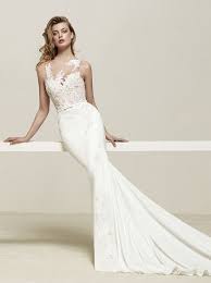 Fit And Flare Lace Illusion Wedding Dress With Belt Pronovias 2018 Collection Drenoa Pronovias Wedding Dress Illusion Wedding Dress Wedding Dress Prices