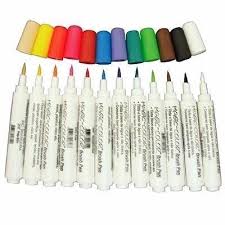 Entrega em todo o brasil. Estojo Caneta Magic Color Brush 12 Cores Sortidas 772 Caneta Estojo Pincel