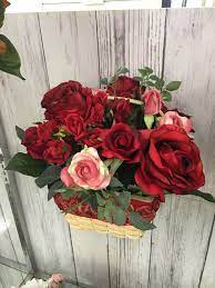 Silk Pink And Red Rose Flower Basket Arrangement Red Rose Flower Red Roses Rose Flower