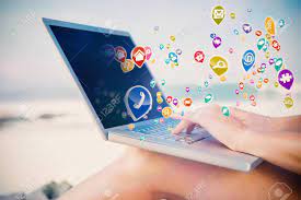 Shop with afterpay on eligible items. Woman Sitting On Beach Using Her Laptop With Colourful Computer Applications Stock Photo Picture And Royalty Free Image Image 31856293