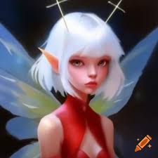 Lady palutena, queen of angel land with green hair and fairy wings