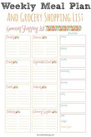 Weekly Meal Planner And Grocery Shopping List Meal Planner Printable Meal Plan Grocery List Shopping List Grocery