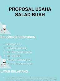 Persaingan usaha salad buah juga tidak terlalu ketat di kota malang, karena produsen salad buah saat ini masih jarang baik secara daring maupun luring. Power Point Usaha Salad Buah
