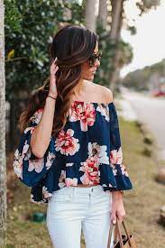 Floral Off The Shoulder Top White Denim Sequins Things Off The Shoulder Top Outfit Shoulder Tops Outfit Fashion