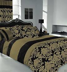 1 x duvet cover 2 x standard sizes pillowcases 2 x square pillowcases 2 x envelope pillowcases 1 x decorative pillow 1 x flat bed sheet 1 x bedspread details dress your bedroom with luxury silk the best and finest cotton is the quintessential fabric for bedding. Apachi King Size Duvet Cover Bedding Set Black Gold Buy Online In Antigua And Barbuda At Antigua Desertcart Com Productid 59766630
