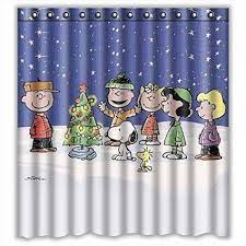 Hertanercase Charlie Brown Christmas And Snoopy Custom 100 Polyester Shower Curtain 60 Shower Curtain Sizes Bathroom Shower Curtains Halloween Shower Curtain