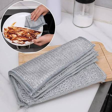 Silver Wired Dishwashing Cloth – Heavy-Duty Scratch-Free Kitchen Cleaning | Rustproof and Reusable